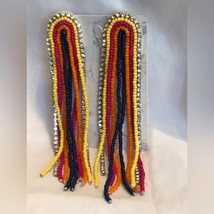 3/$20 Beautiful Handmade Earrings! Multi-colored long beaded earring